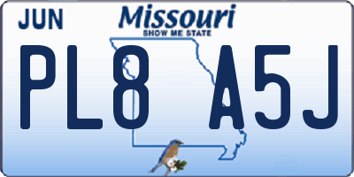 MO license plate PL8A5J
