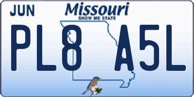 MO license plate PL8A5L