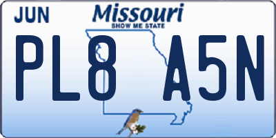 MO license plate PL8A5N