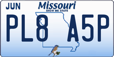 MO license plate PL8A5P