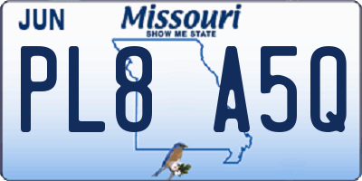 MO license plate PL8A5Q