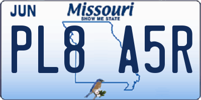 MO license plate PL8A5R