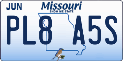 MO license plate PL8A5S