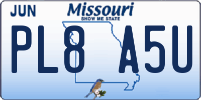 MO license plate PL8A5U