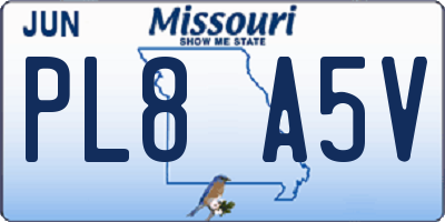 MO license plate PL8A5V