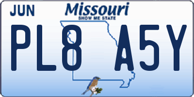 MO license plate PL8A5Y