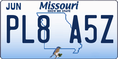 MO license plate PL8A5Z