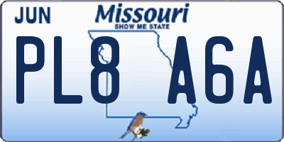 MO license plate PL8A6A