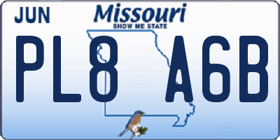 MO license plate PL8A6B
