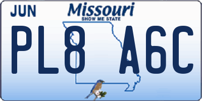 MO license plate PL8A6C