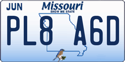 MO license plate PL8A6D