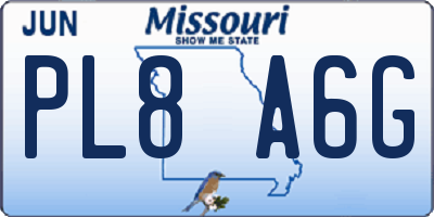 MO license plate PL8A6G