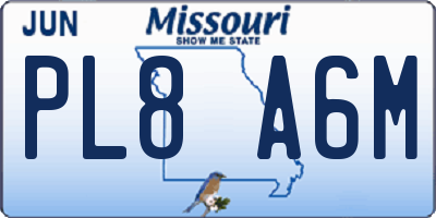 MO license plate PL8A6M