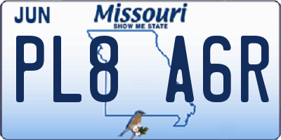 MO license plate PL8A6R