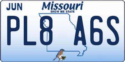 MO license plate PL8A6S