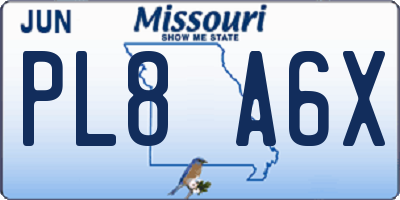 MO license plate PL8A6X