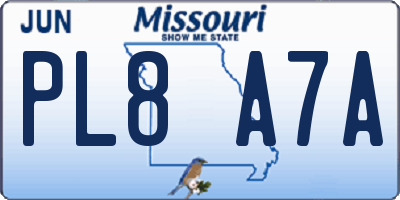 MO license plate PL8A7A