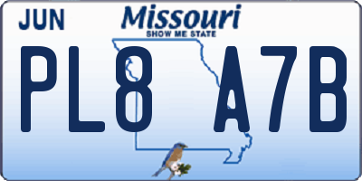 MO license plate PL8A7B