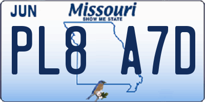 MO license plate PL8A7D