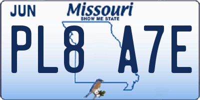 MO license plate PL8A7E