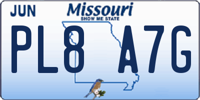 MO license plate PL8A7G