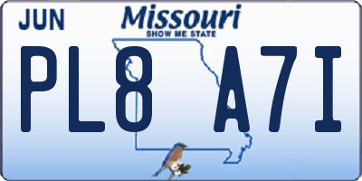 MO license plate PL8A7I