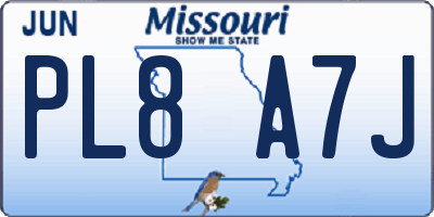 MO license plate PL8A7J