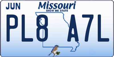 MO license plate PL8A7L