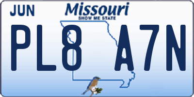 MO license plate PL8A7N