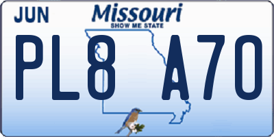 MO license plate PL8A7O