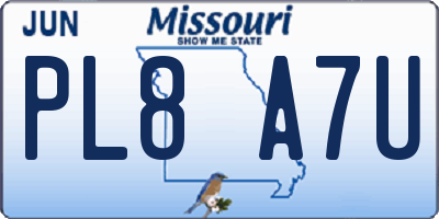MO license plate PL8A7U