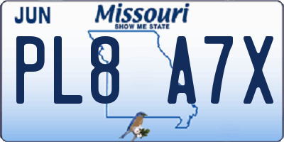 MO license plate PL8A7X