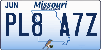 MO license plate PL8A7Z