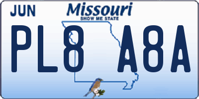 MO license plate PL8A8A