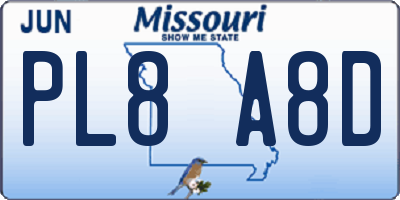 MO license plate PL8A8D