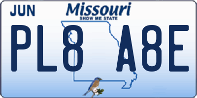 MO license plate PL8A8E
