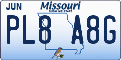 MO license plate PL8A8G