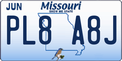 MO license plate PL8A8J