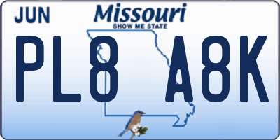 MO license plate PL8A8K