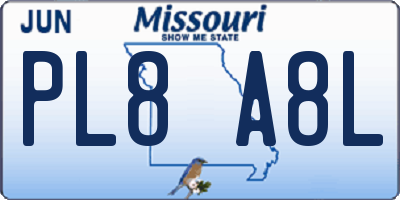 MO license plate PL8A8L