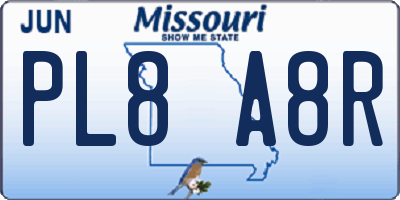 MO license plate PL8A8R