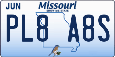 MO license plate PL8A8S