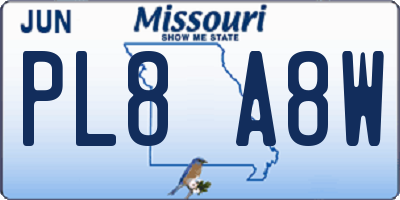 MO license plate PL8A8W