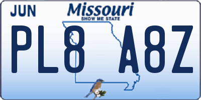 MO license plate PL8A8Z