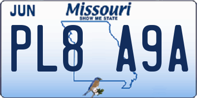 MO license plate PL8A9A