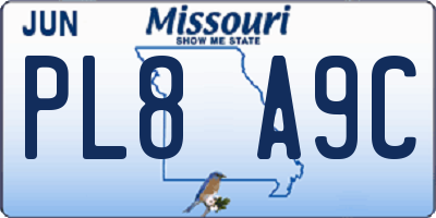 MO license plate PL8A9C