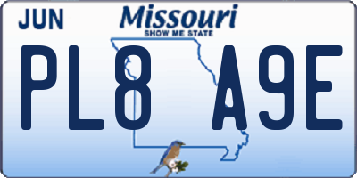 MO license plate PL8A9E