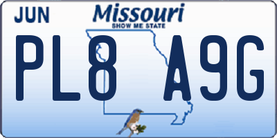 MO license plate PL8A9G