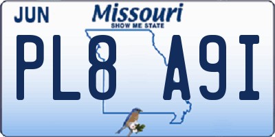 MO license plate PL8A9I