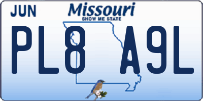 MO license plate PL8A9L